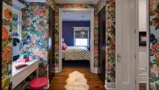 Salle de bain décorée fleurs dessinées