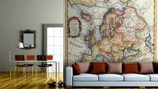 revêtement mur papier peint carte géo design