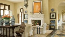 intérieur rustique classe avec grande cheminée