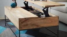 table basse design banc d'école en bois