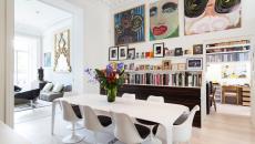 salle à manger éclectique avec chaises tulipe
