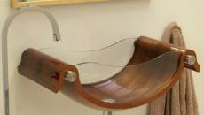 lavabo unique design original verre et bois